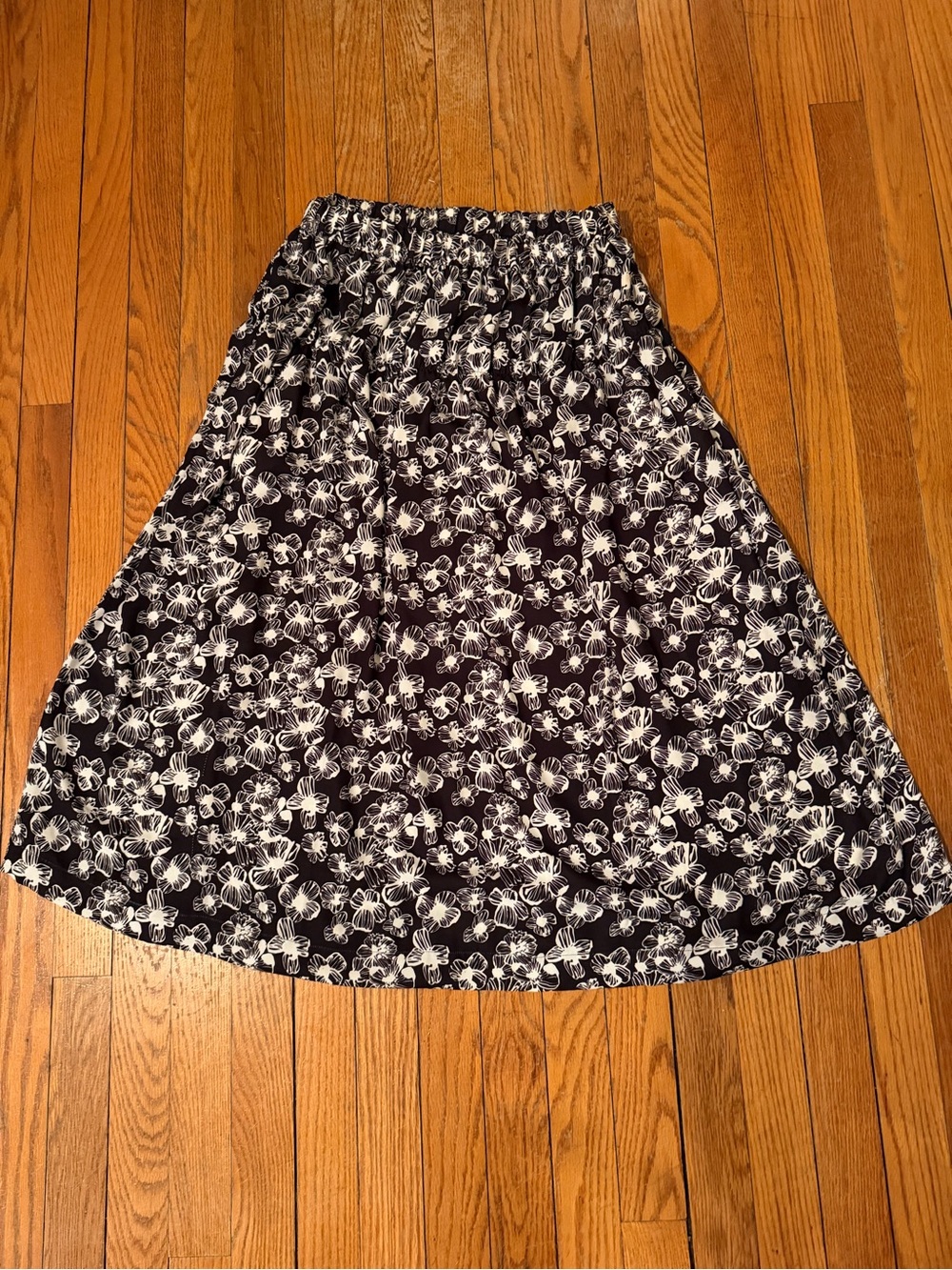 Comme des Garcons tricot Black and White Floral Midi Skirt